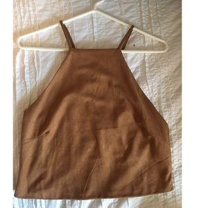 Suede open back tank top